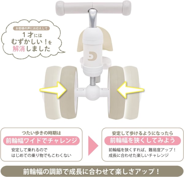 ディーバイクミニワイドの前輪幅調節機能