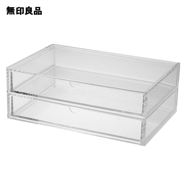 無印良品 重なるアクリルケース2段引出・大 82998283